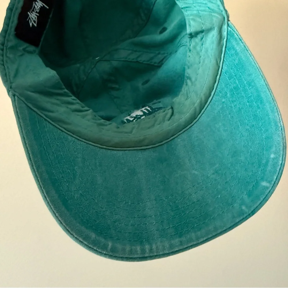 Stussy Core Embroidered 6 Panel Green Baseball Cap Dad Hat Vintage Wash - Picture 9 of 9